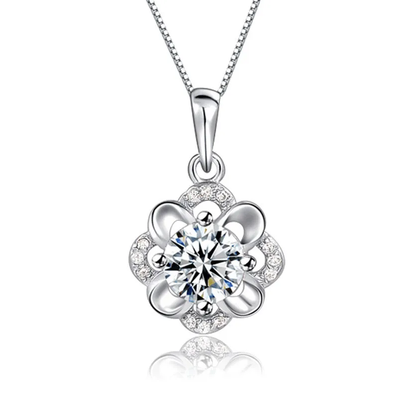 Luxurious Pendant Necklace Charm CZ Flower 925 Sterling Silver Women Jewelry Wedding Anniversary Birthday Gifts Jewelry