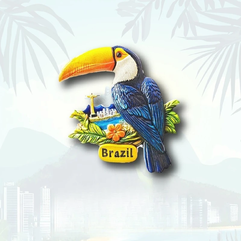 مغناطيس ثلاجة الطوقان البرازيلي - تذكار الطيور الاستوائية ثلاثية الأبعاد لديكور الغابات المطيرة من أمازون هدية فريدة من نوعها في أمريكا اللاتينية مع مغناطيس قوي #4