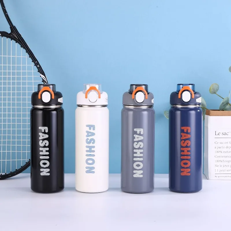 680ml 316 Stainless Steel Sports Water Bottle, One-Click Pop Flip Lid Leakproof Vacuum Insulated Thermos for Gym Hiking Travel