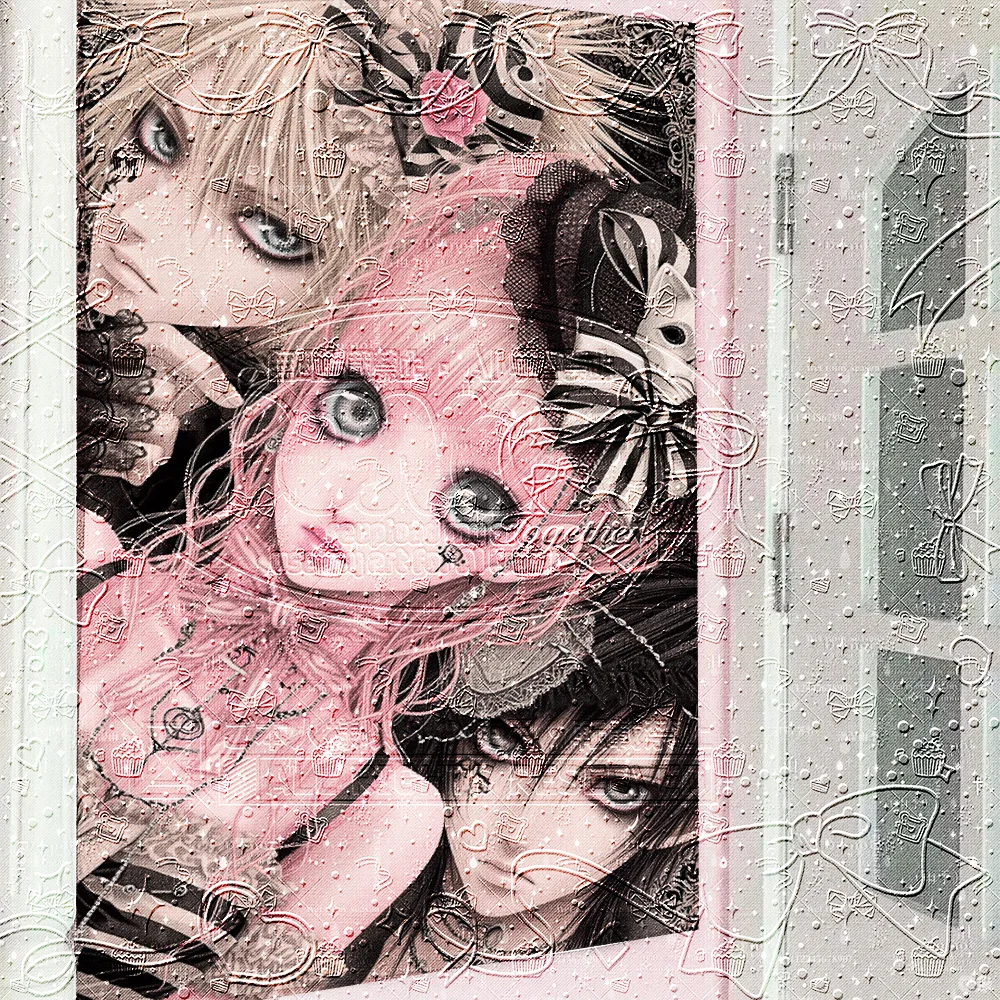 Gothic Visual Kei Anime Wandteppich, Dark Lolita Wandbehang, Visual Tapestry, Y2K Punk Ästhetische Raumdekoration