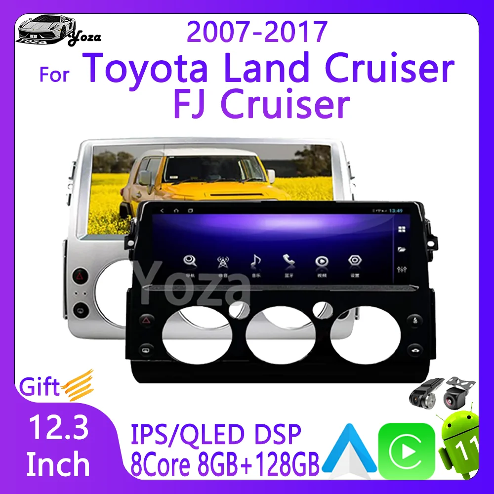 

Автомобильный радиоприемник Yoza Carplay для Toyota Land Cruiser FJ Cruiser2007-2017Android11, сенсорный экран, мультимедийный плеер, GPS-навигация, стерео