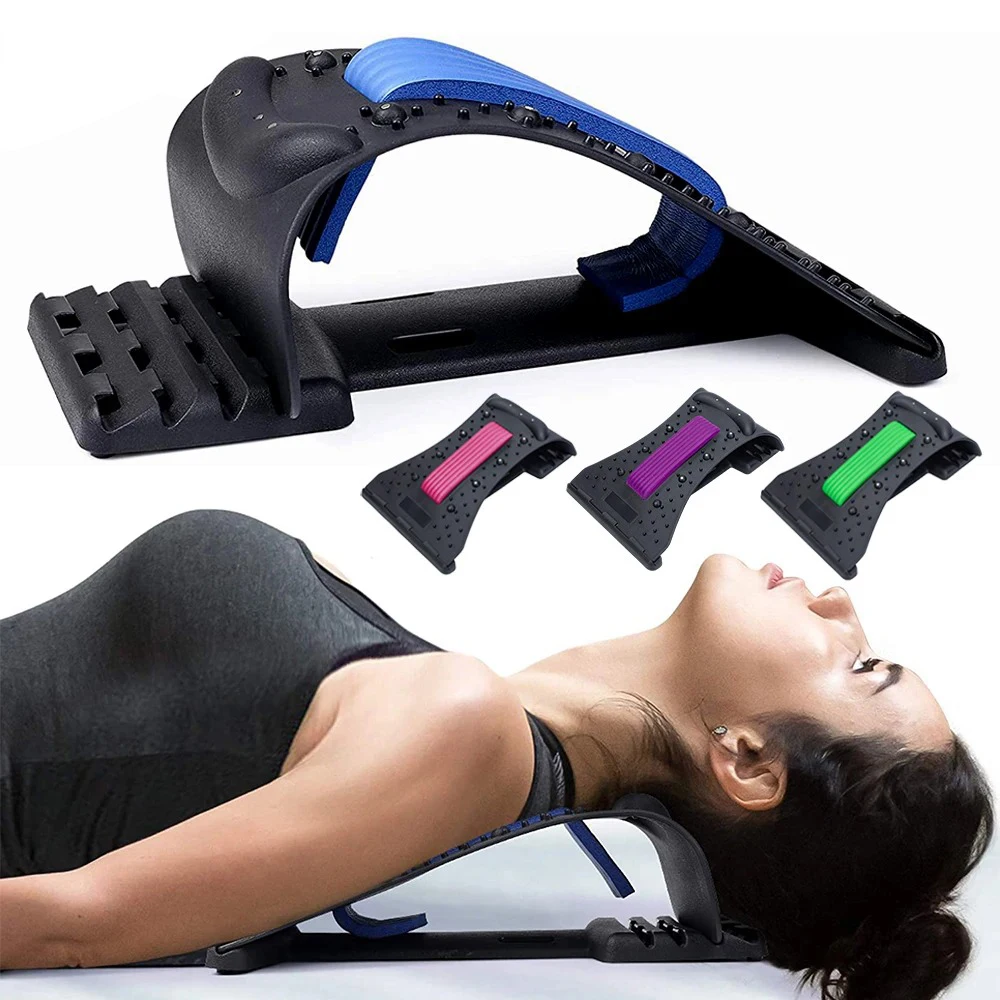 Neck Stretcher Waist Massager Magnetotherapy 4-Level Adjustable Back Stretcher Massager Fitness Lumbar Cervical Spine Support