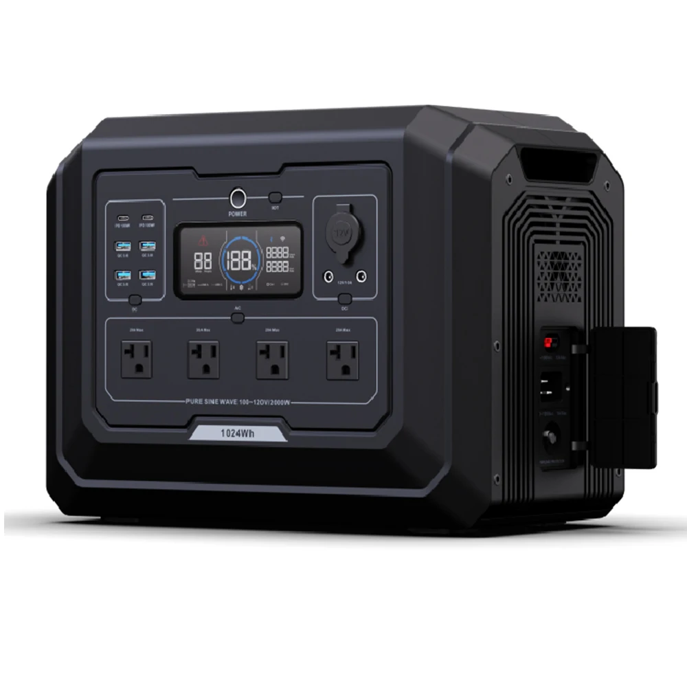2000W 1024Wh Fast Charging Portable Power Station 2000W Solar Generator for RV