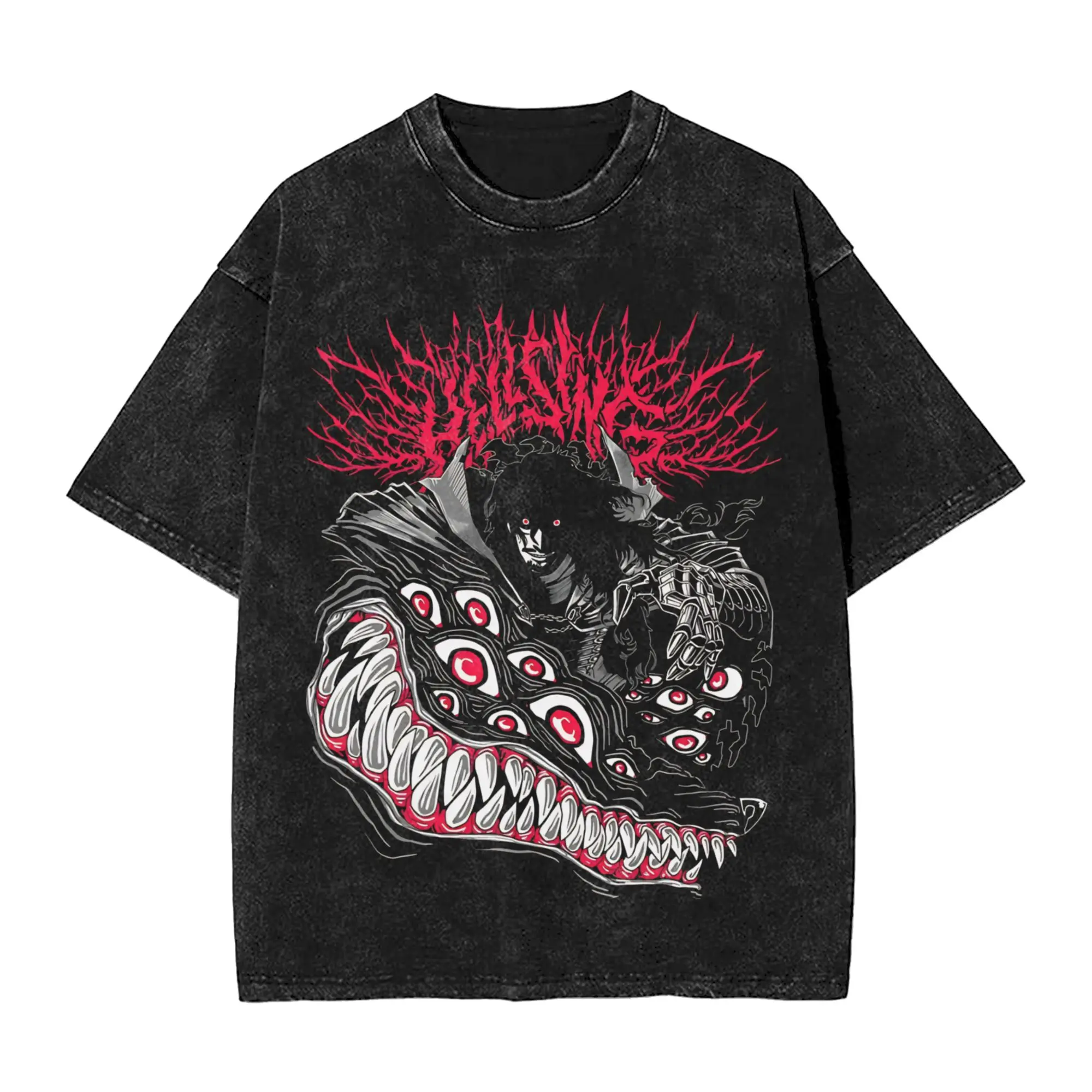 Hellsing - Alucard T Shirt Hip Hop Washed Cotton Oversize T-Shirts  Retro Men Women Streetwear Summer Tops Tees view 2