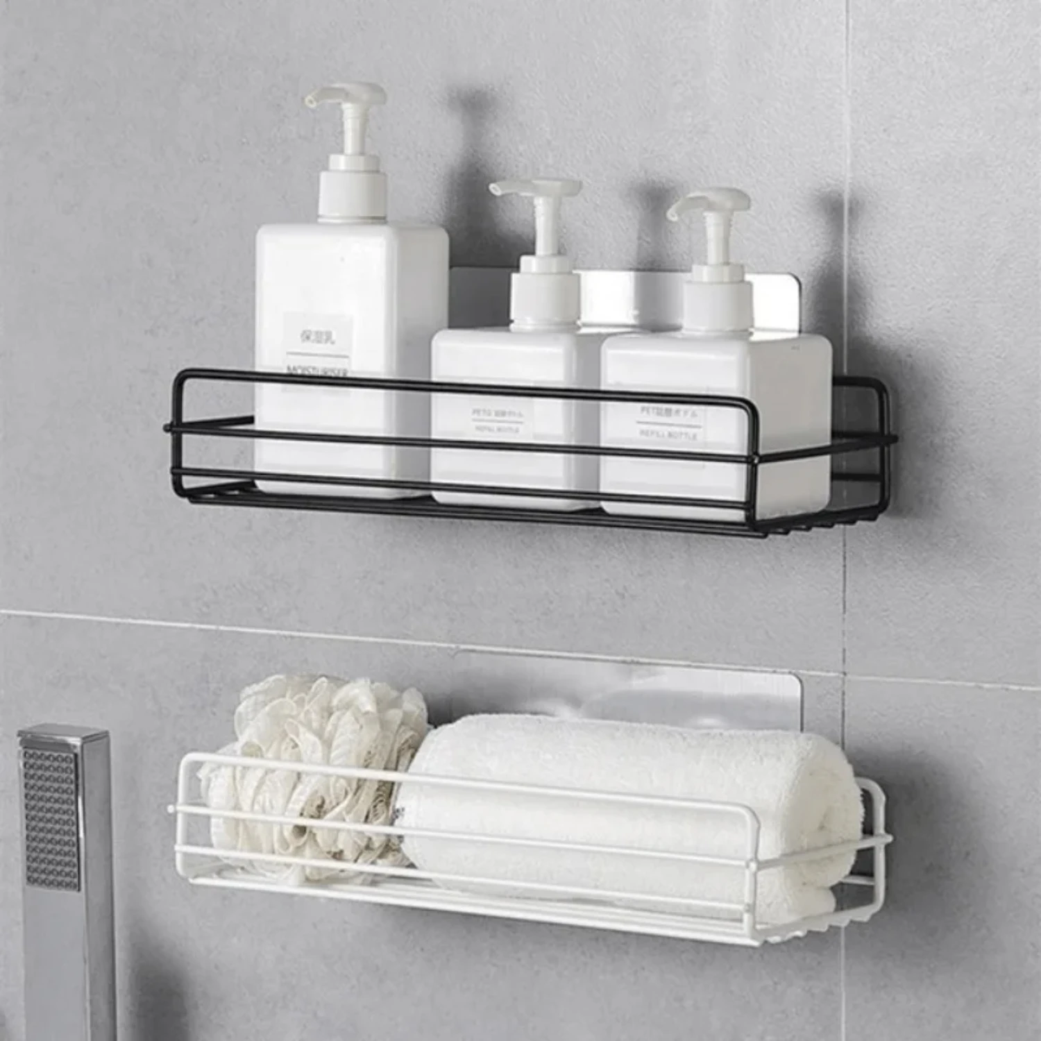 Roestvrije douchewagen mandplank - Traceless zelfklevende badkamerwandplank voor douche-organizer en badkameraccessoires