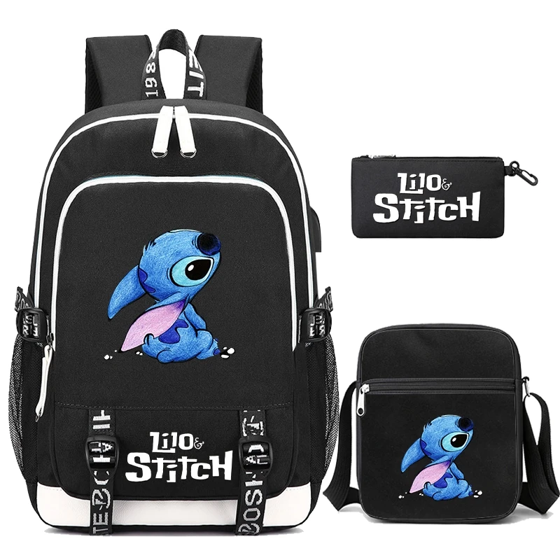 3 sztuk/zestaw plecak z motywem Stitch Disney Lilo dla chłopca dziewczyna z powrotem do szkoły plecak nastoletnie dzieci kreskówka torba studencka z