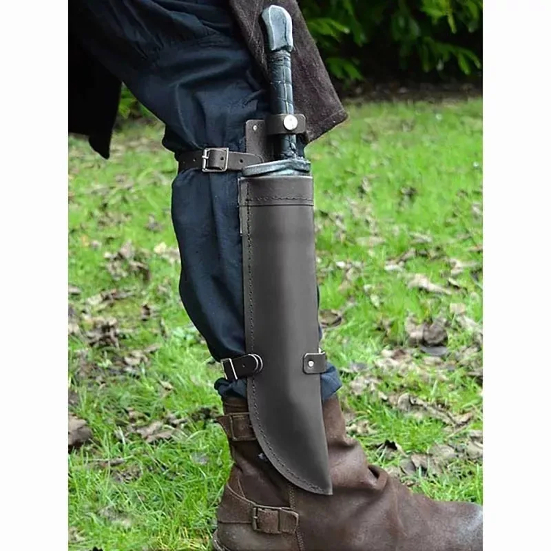 Medieval Hidden Dagger Scabbard Leg Poniard Sword Sheath PU leather Knife Holder Larp Pirate Warrior Costume Accessory For Men