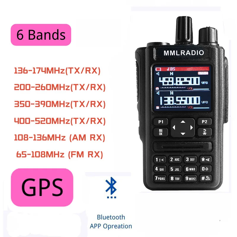 Uhf Vhf Two Way Cb Radio FRS PMR446 GPS 6 Bands 256CH Long Range Device Air Band Full Band Police Scanner Marine Walkie Talkie