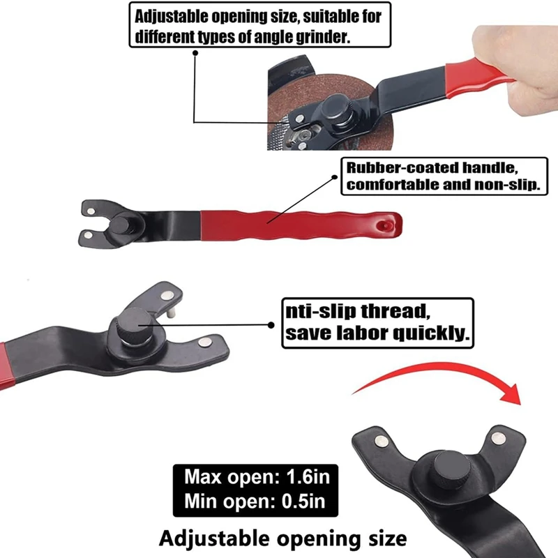 AC88-8-قطعة 5/8 بوصة-11 مجموعة صامولة شفة، موصل عمود تمديد طاحونة الزاوية مع مفتاح ربط قابل للتعديل