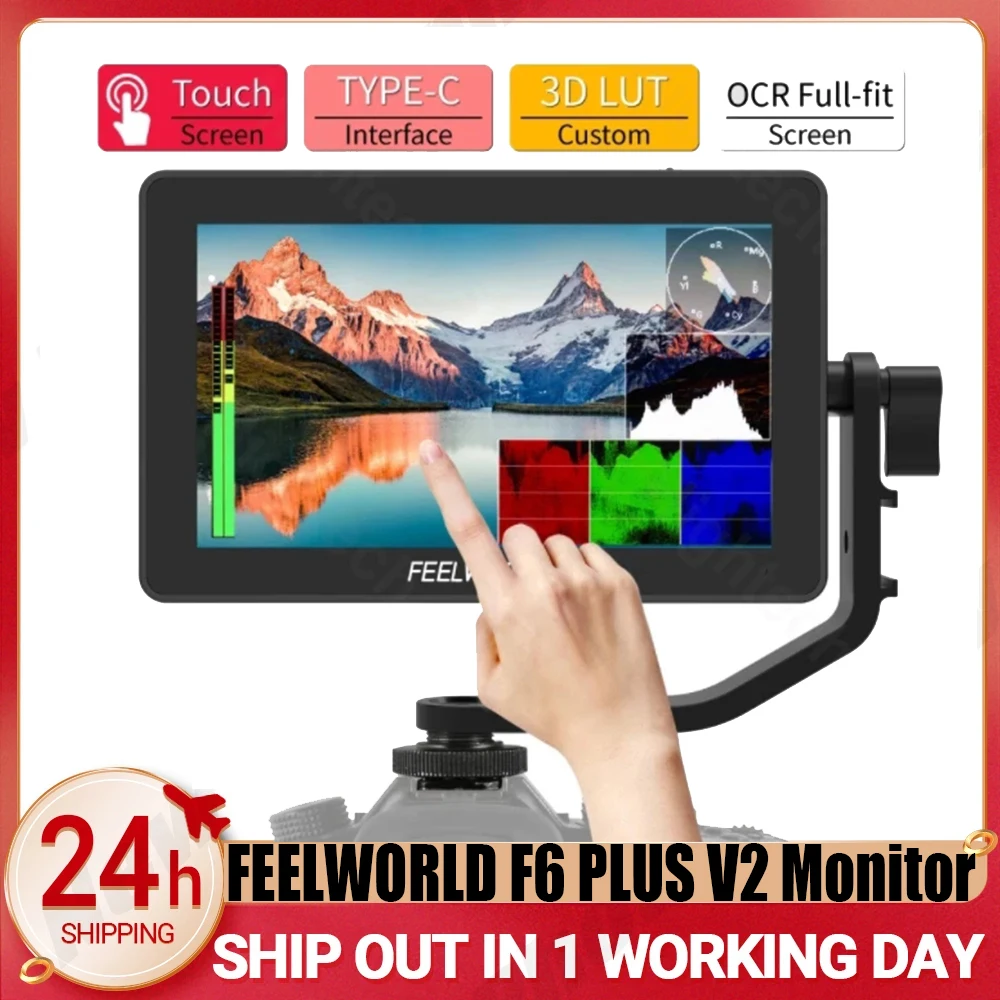 

FEELWORLD F6 PLUS V2 6 Inch Camera DSLR Field Monitor 3D LUT Touch Screen IPS FHD 1920x1080 Video Focus Assist Support 4K HDMI