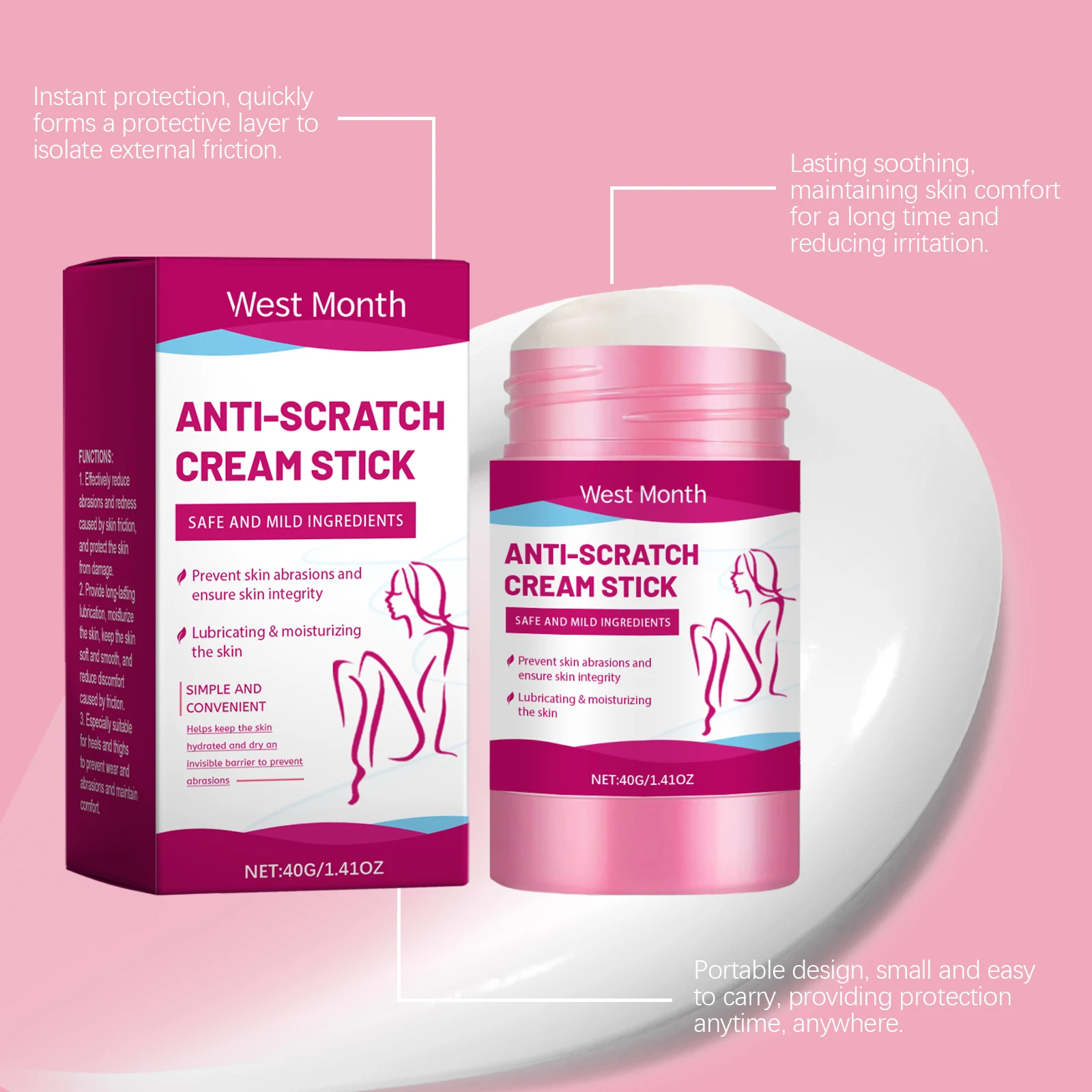40g Body Anti-friction Cream Stick Deep Moisturizing Ensure Skin Integrity Nourishing Prevent Abrasion Anti-scratch Body Cream