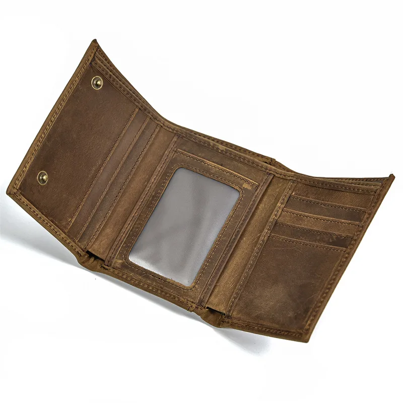 Portefeuille de luxe en cuir véritable pour hommes, avec chaîne en fer, porte-cartes imprimé, porte-monnaie court, porte-clés, réf: BT063