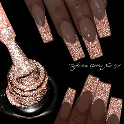 MEET ACROSS 7ML Reflective Glitter Gel Nail Polish Flashy Effect Semi-permanent Soak Off UV Gel Nail Art Varnish For Manicure