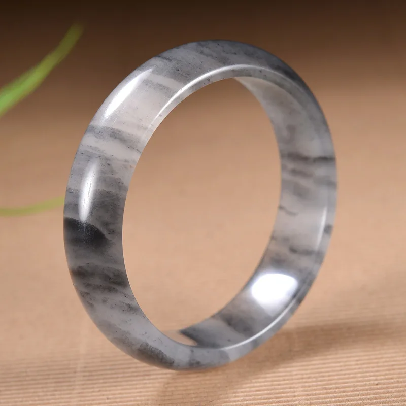 Xinjiang natural golden silk , Gobi ink painting blue and white jade , jadeite bracelet