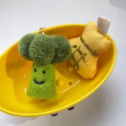 Cute Broccoli Crochet Keychains Funny Broccoli Doll Keychains Handmake Wool Felt Vegetable Keyrings Pendant Custom Accessories