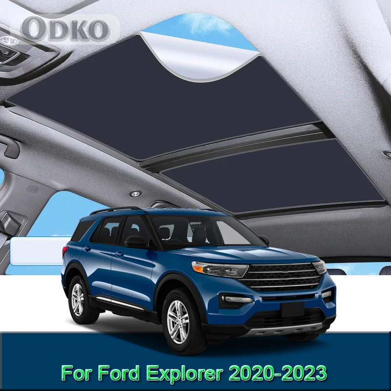 Car Electrostatic Adsorption Sunroof Sunshade For Ford Explorer 2020-2022 2023 Heat Insulation Skylight Sticker Auto Accessories