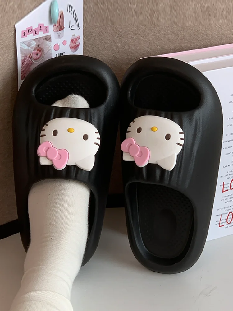 سانريو جديد مرحبا كيتي المحيط لطيف القط إيفا النعال الإناث الفتاة القلب سميكة وحيد المفروشات المنزلية عدم الانزلاق شبشب منزل #4