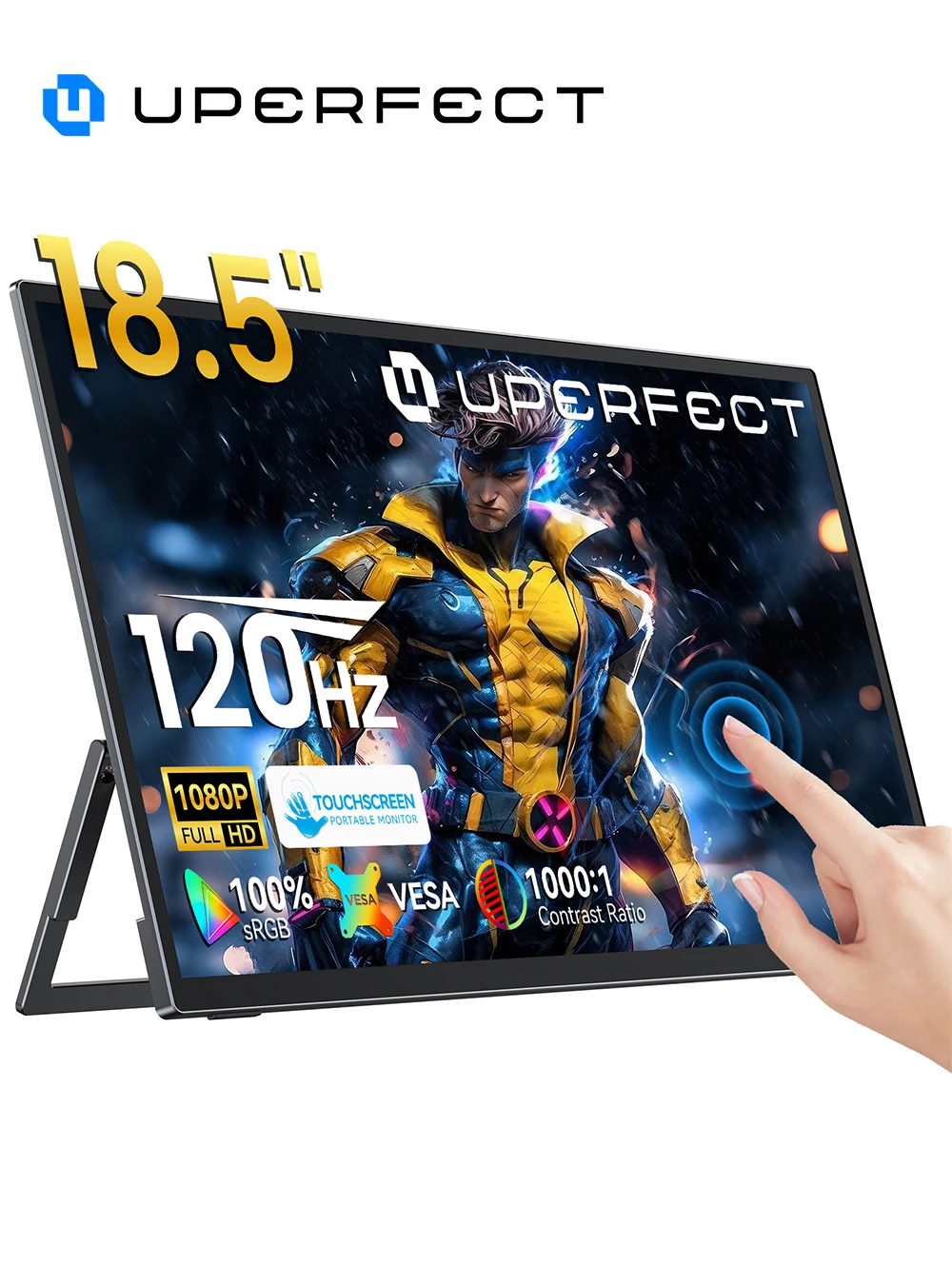 UPERFECT 120Hz Touch Screen Portable Monitor 18.5'' Laptop Extend Screen With Type-c Mini HDMI Second Display For MAC/Laptop/PC