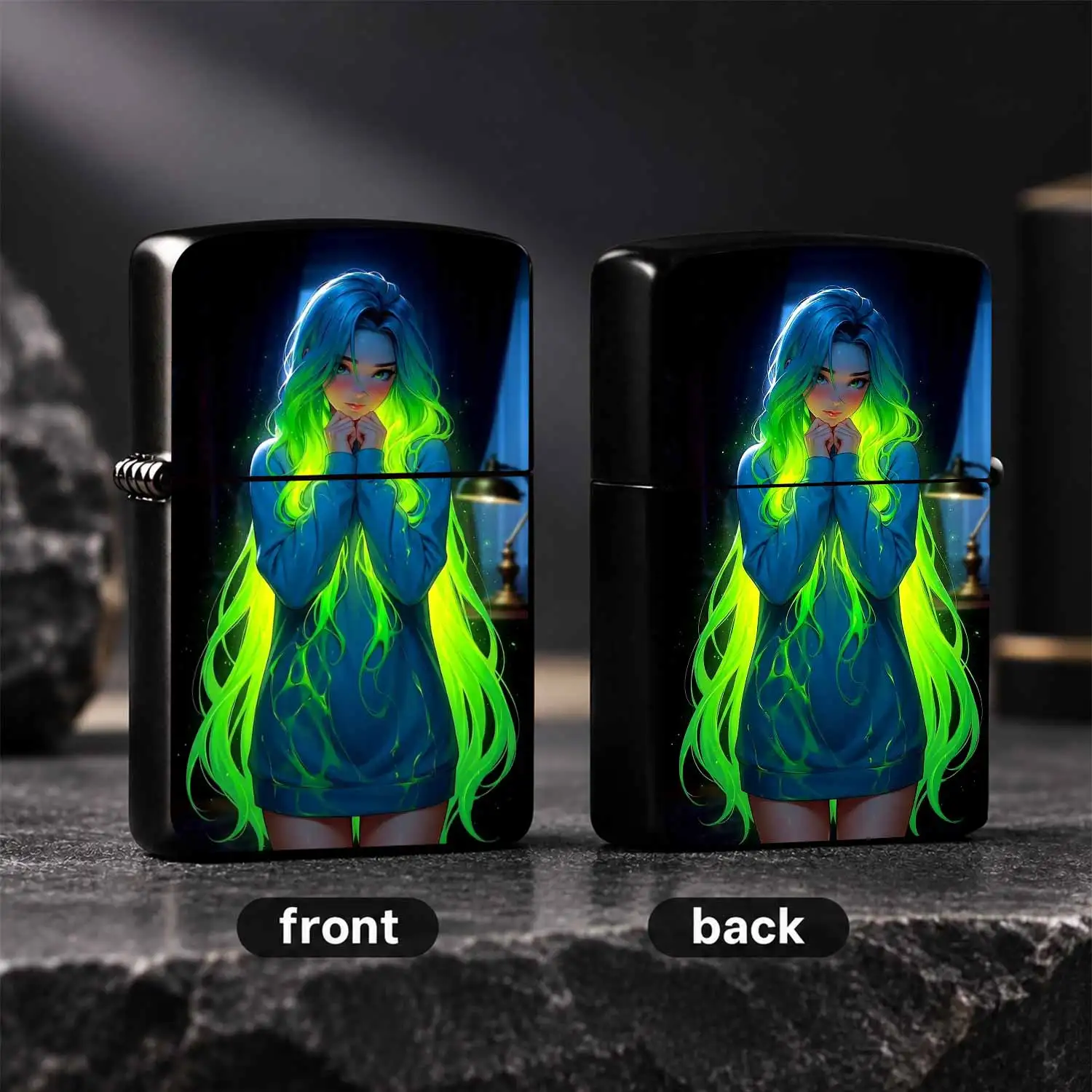 Exquisite Portable Igniter With Glowing Neon Anime Girl Pattern, Stylish Unique Decorative Accessory For Daily Dating Gathering, Ideal Thoughtful Gift Choice For All Scenarios, Eye-Catching Cool  A Humorous And Interesting Lighter