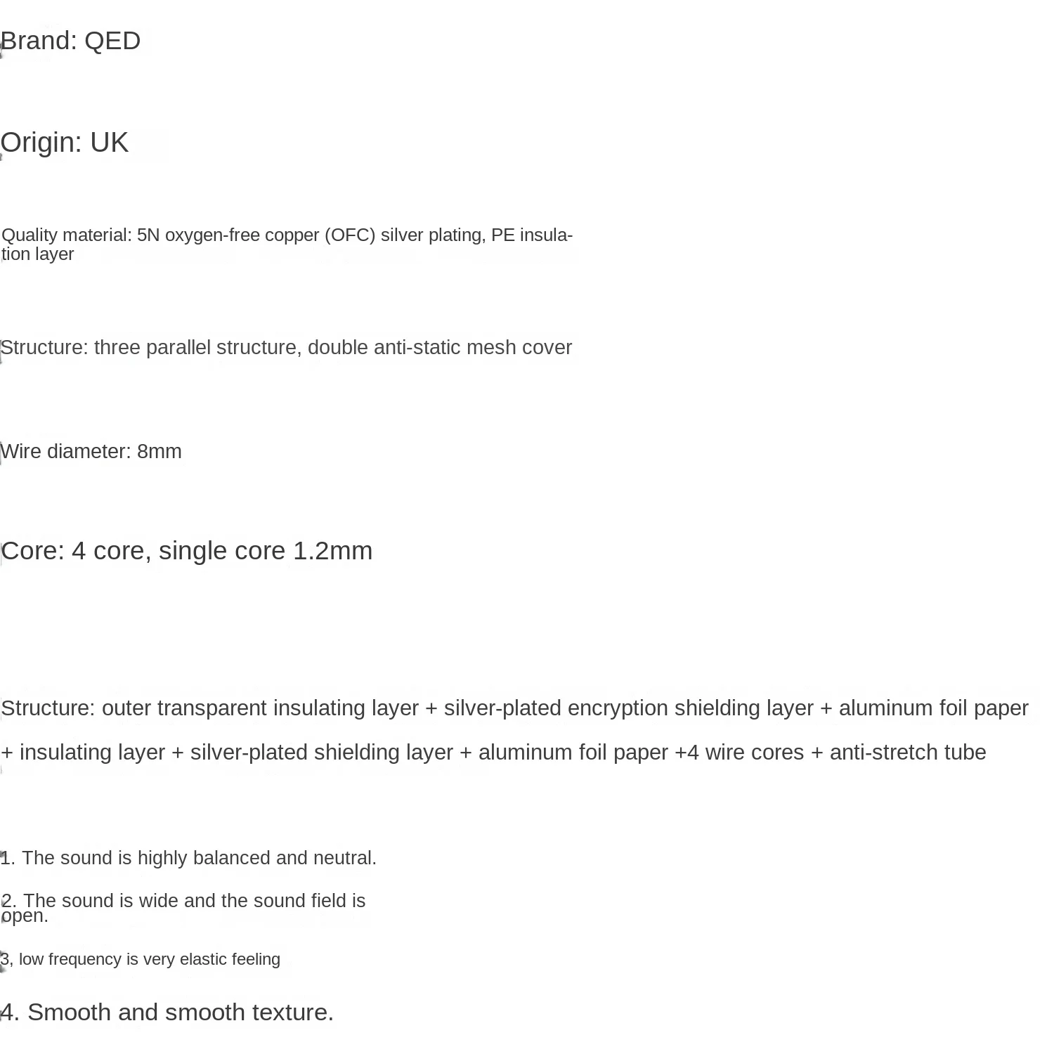 QED مرجع XLR رباعي الحماية: كابل رباعي النواة متوازن OCC مطلي بالفضة لميكروفونات Pro Studio #4
