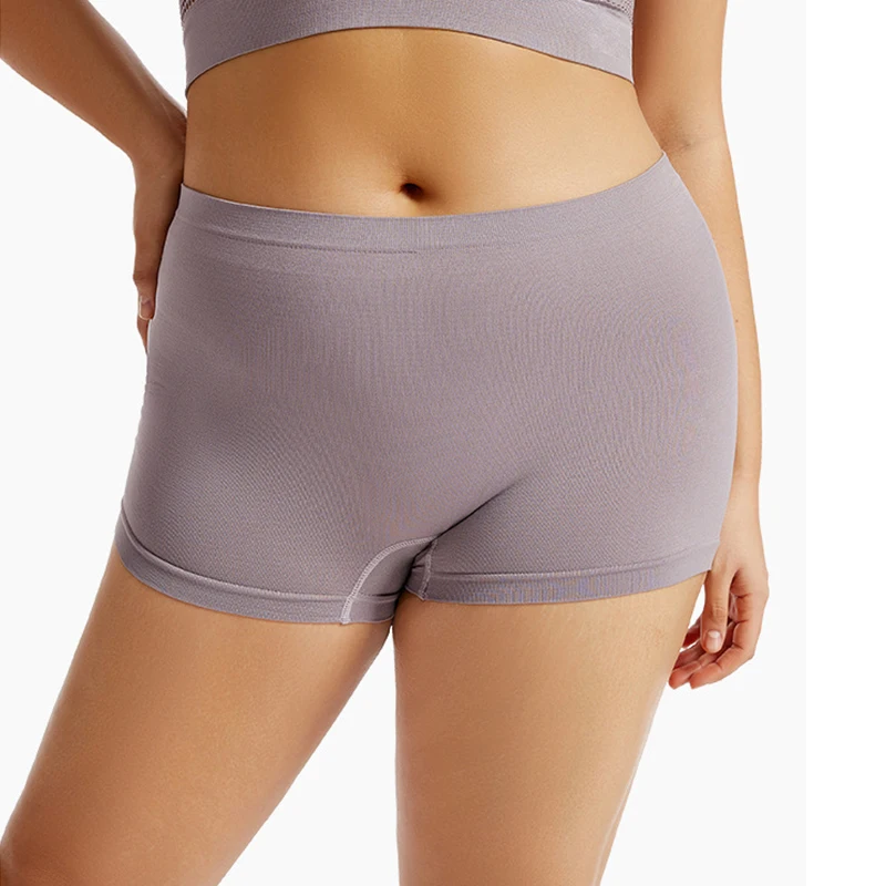 Large Size Women Safety Short Pants Seamless Mid Waist Underwear Breathable Sports Boyshorts Under Skirt Dress Safety Panties