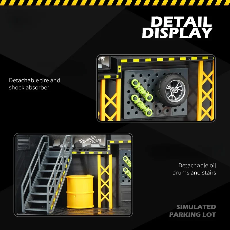 DIY Racing Team Alloy Model Parking Space - With Light and Storage, Perfect for Repair Factories and Toy Motorcycles Decoration