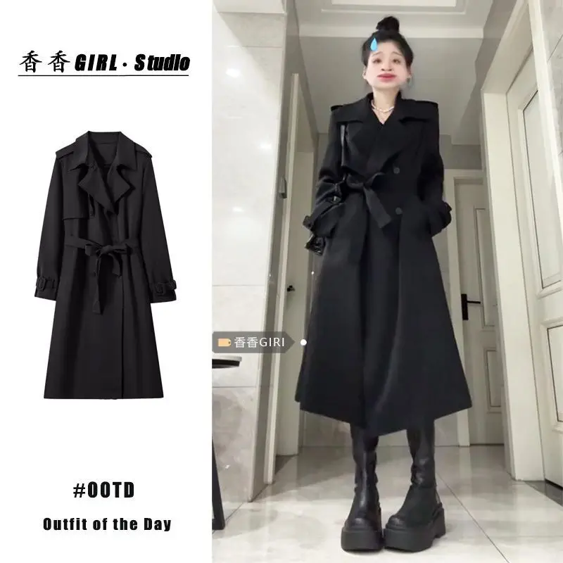 

Ladies Coats For Winter Gothic Trench Coat Abrigos Streetwear Contrast Pink Button Casaco Feminino Femme Fitted Fold Trendy