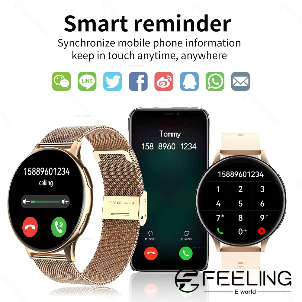 Novo relógio inteligente redondo smartwatch bluetooth chamadas relógios das mulheres dos homens pulseira de fitness relógio personalizado face +