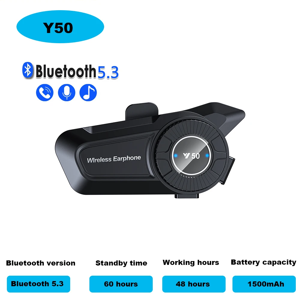 Motorcycle Helmet Headset Bluetooth 5.3 Handsfree Call Stereo Wireless Earphone 1500mAh Headphones Waterproof MP3 Speaker