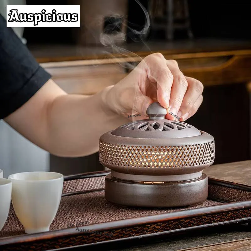 Arab Essential Oil Nightlight Electric Bokhour Burner Electric Incense Stove Aroma Diffuser 220V Timing Temperature Adjustment