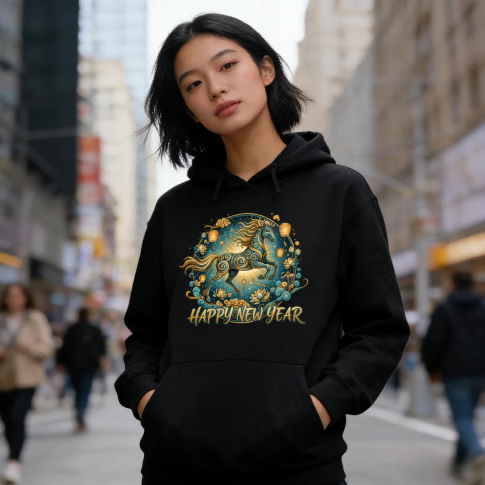 

Толстовка с лунным Новым годом, праздничные костюмы с китайским Новым годом, год лошади, 2026, пуловер с капюшоном, модные женские толстовки