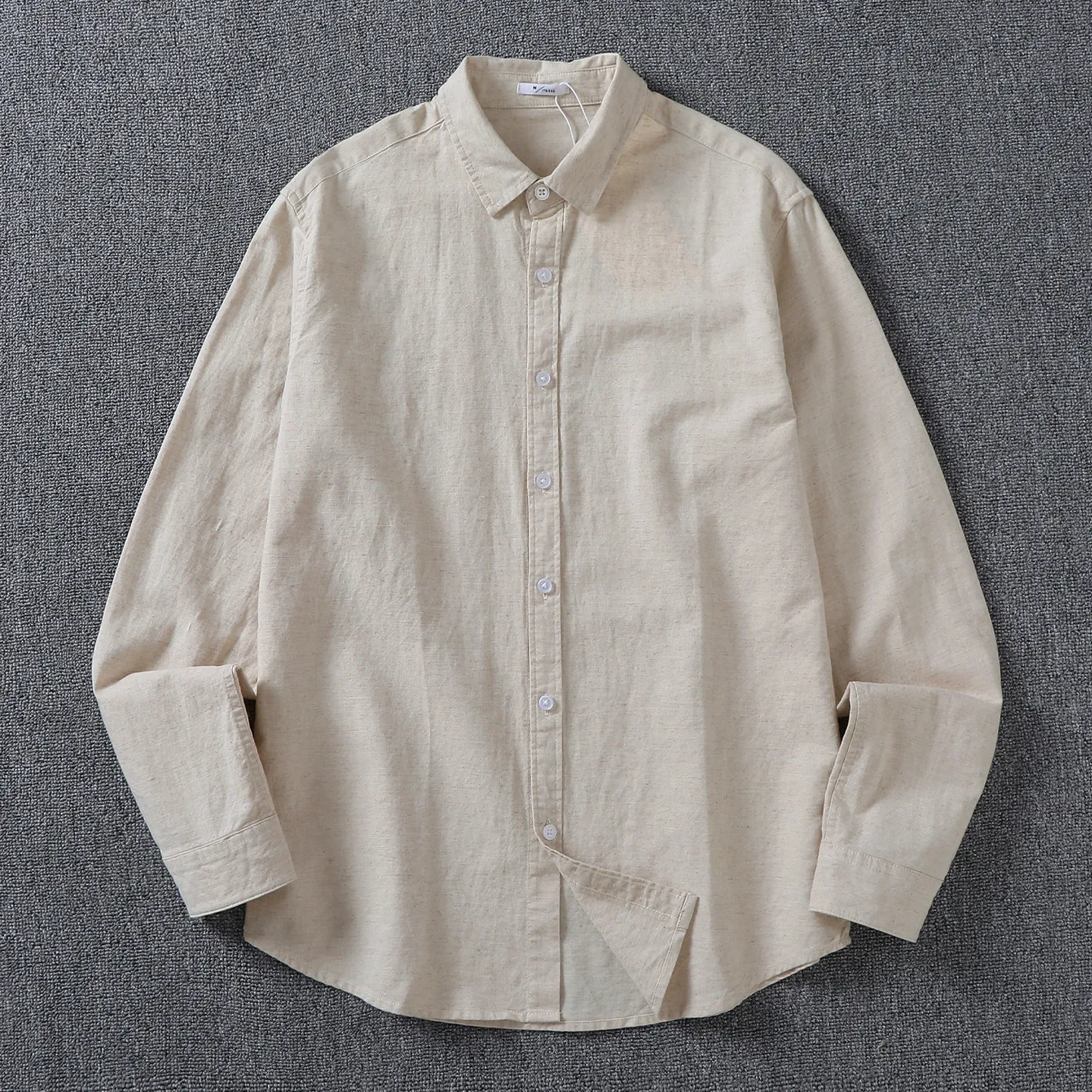 Linen blended fabric washed retro long-sleeved shirt for men breathable, comfortable and loose casual shirt
