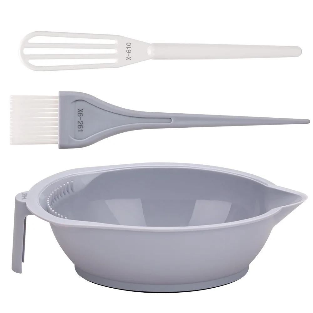 3PCS Hairdressing Professional Hair Dyeing Kit Anti-slip DIY Multi-Color Mixing Bowl Brush Durable Portable Hair Coloring Kit