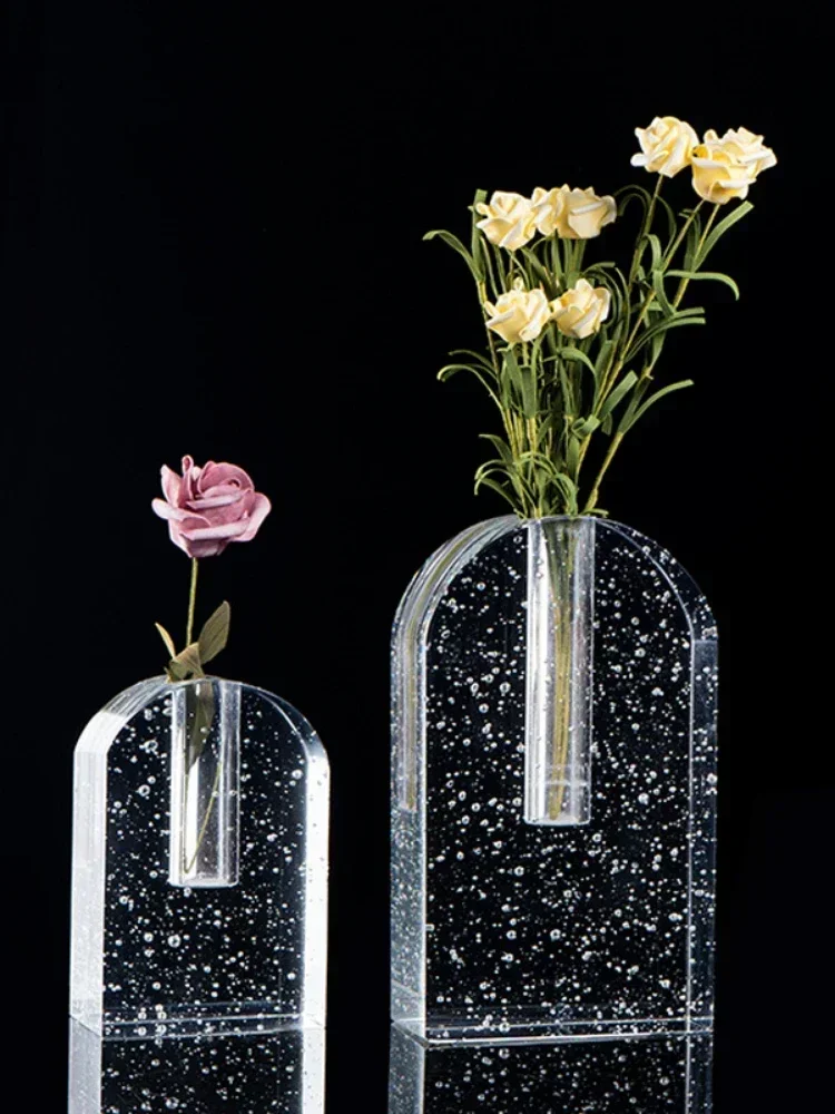 Scandinavian Style Minimalist Arch Bubble Vase Office Home Hotel Club Decorative Crystal Floral Ornament