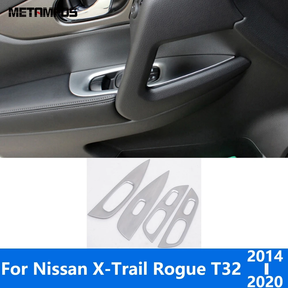 

For Nissan X-Trail X Trail Rogue T32 2014-2019 2020 Matte Inside Door Armrest Window Lift Switch Cover Trim Interior Accessories