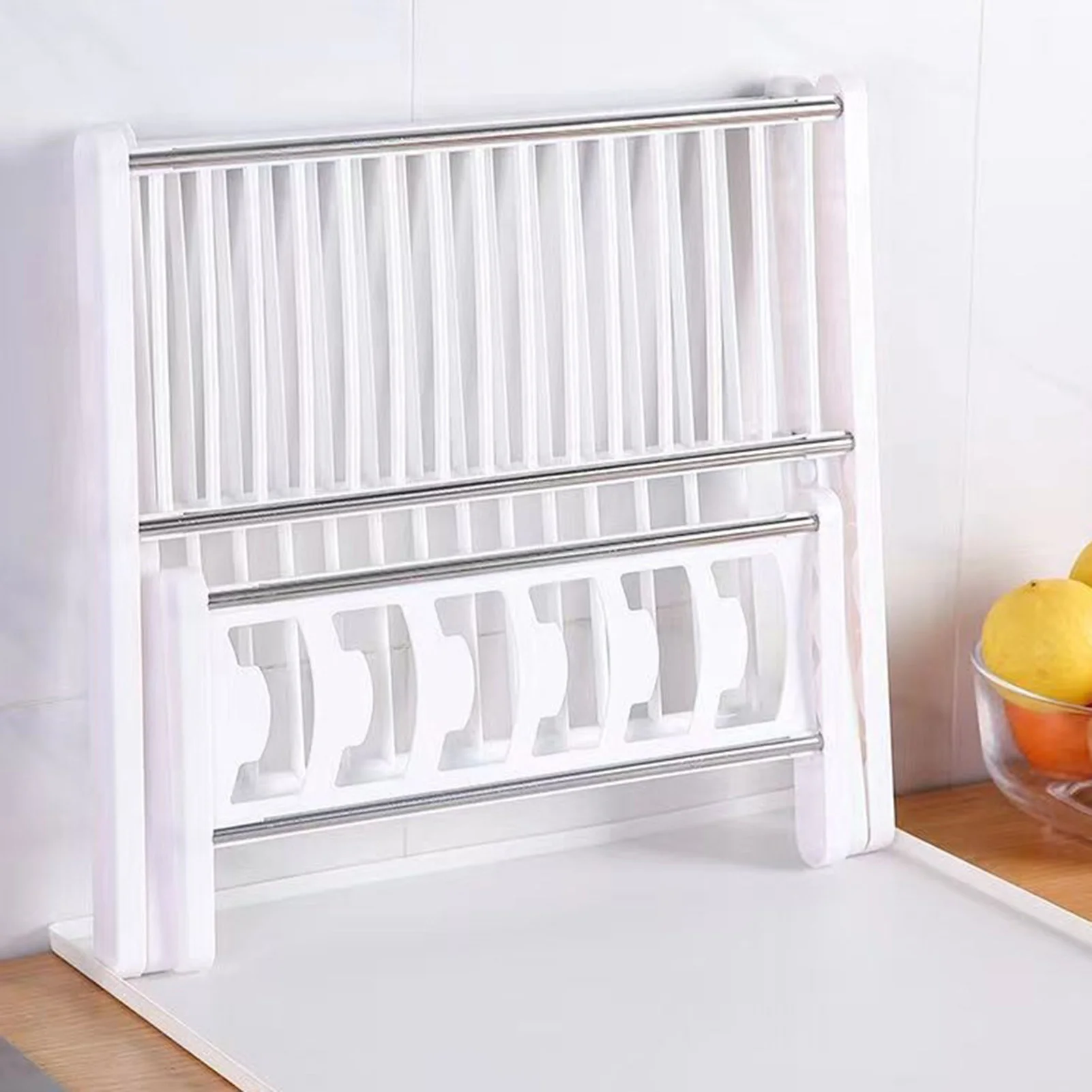 

2 Tier Dish Drainer Rack Clean and Stylish X-Shaped Design with Drip Tray Suitable for Kitchen Sink Countertop
