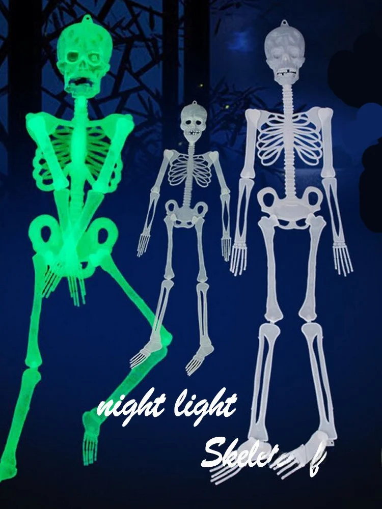 

32cm Luminous Skull Skeleton Body Scary Halloween Toy Funny Glowing Skeleton Costume for Party And Stage Performance