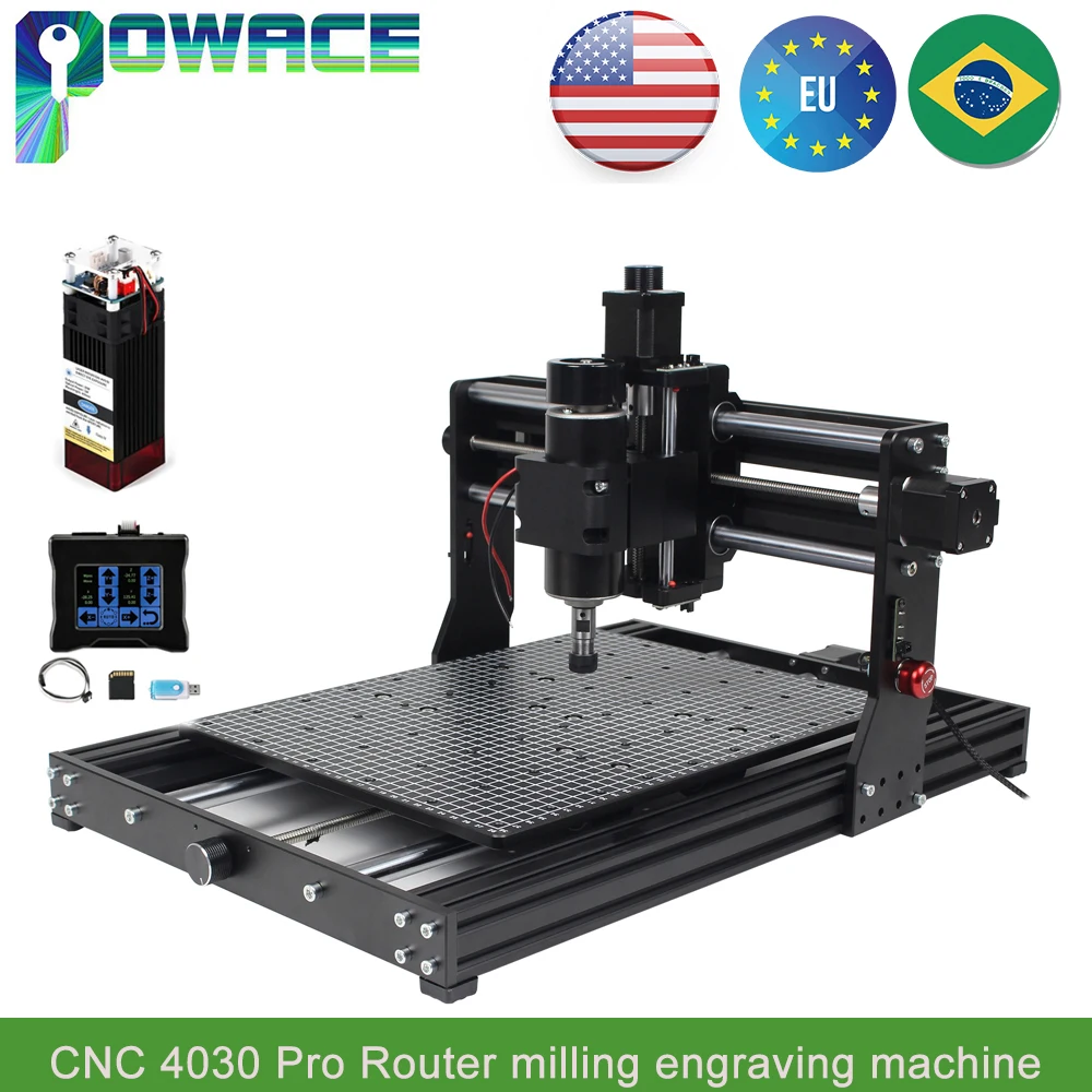 【EU BR】 3 axes GRBL CNC 500W 4030 Pro routeur fraisage Laser gravure Machine de découpe + contrôleur hors ligne + Module Laser