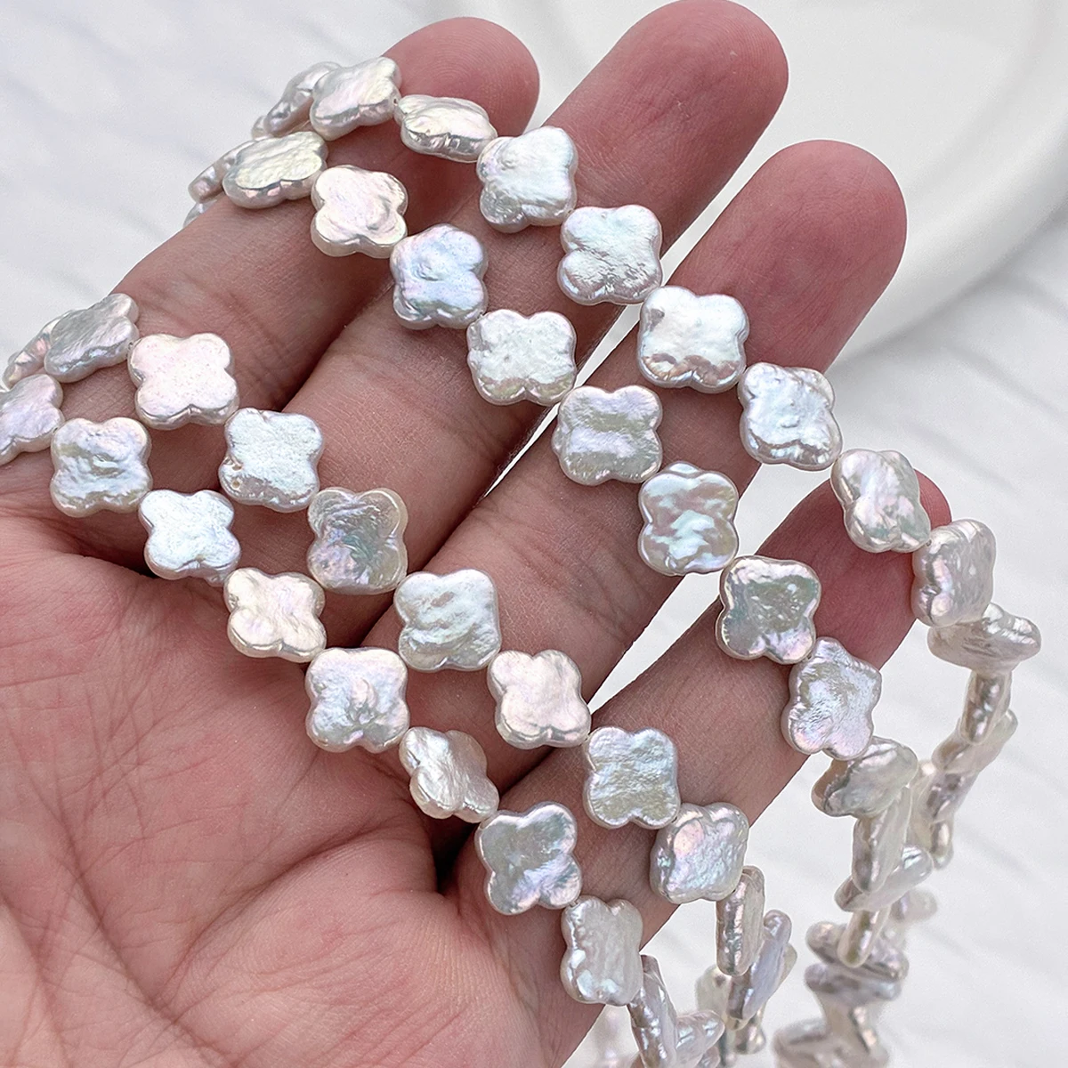 

Natural Freshwater Baroque Pearl High Quality AAA Clover Shape Loose Space Beads For Jewelry Making DIY Women Necklaces Gift