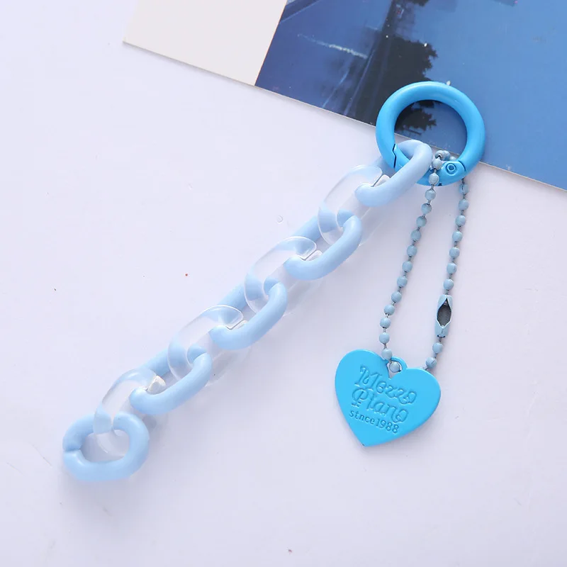 Colorful Acrylic Plastic Link Chain Keychain Creative Handmade Key Ring For Women Men Handbag Accessories DIY Friendship Gifts