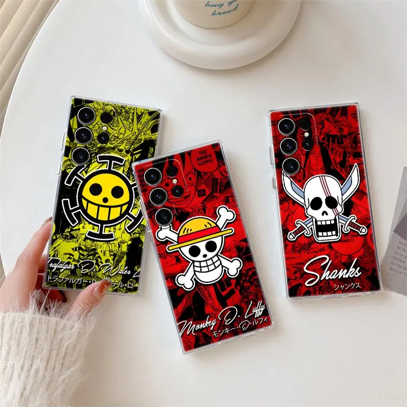 

One Pieces Logo Sign S26 Ultra Case Coque For Samsung Galaxy S25 S26 S24 S23 Ultra S22 S20 Plus S21 FE A57 5G Clear Phone Cover