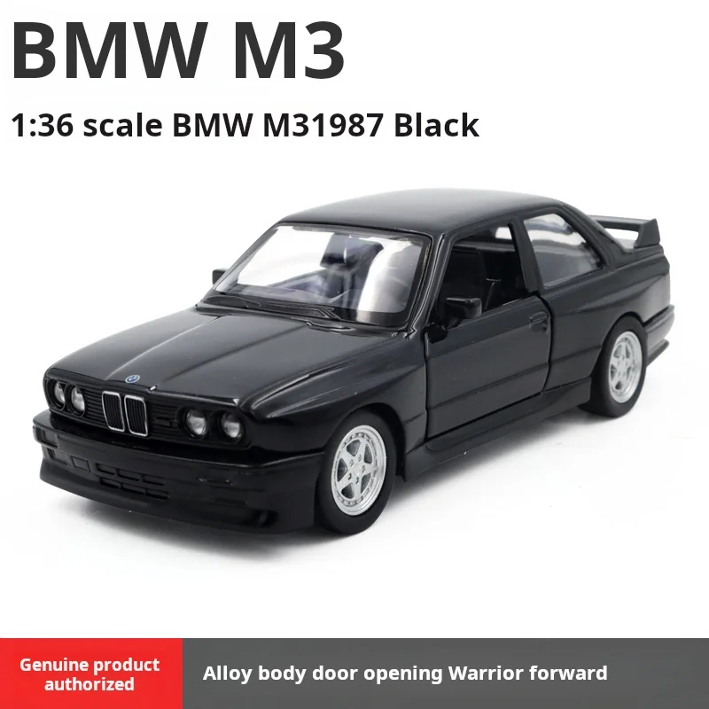 MAKEDA 1:36 1987 Vintage BMW M3 Pull Back Zinklegering Die-cast Sportwagenmodel 3 Openende Deuren Collectible Speelgoed Cadeau voor Jongens en Meisjes