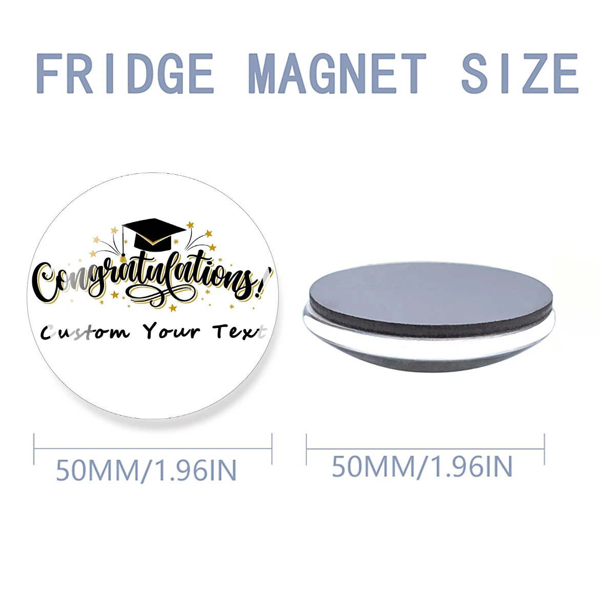1 PC Graduation Season 2026 Customized Text 50MM Dome Glass Refrigerator Stickers Graduation Season Gifts