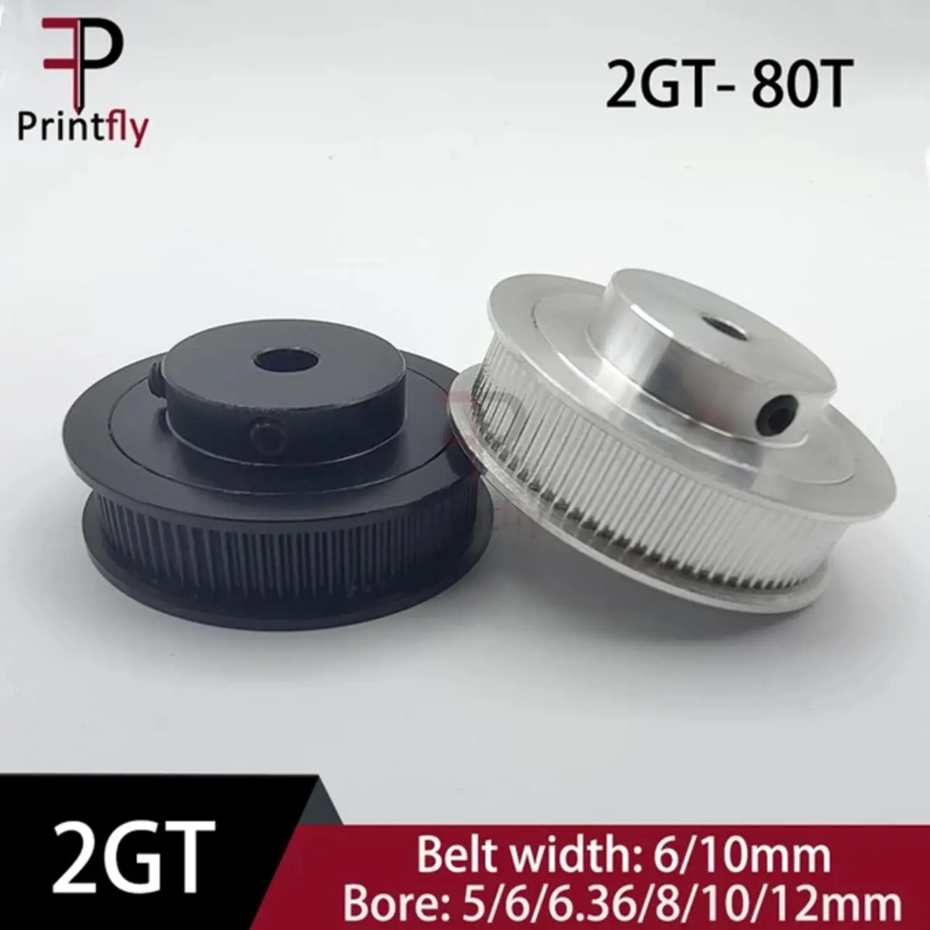 

Printfly 2GT 80 Teeth GT2 Timing Pulley Bore5/6/6.35/8/10/12/14mm For Width6/10mm Voron 3D Printer GT2 80Teeth Timing Belt Pully