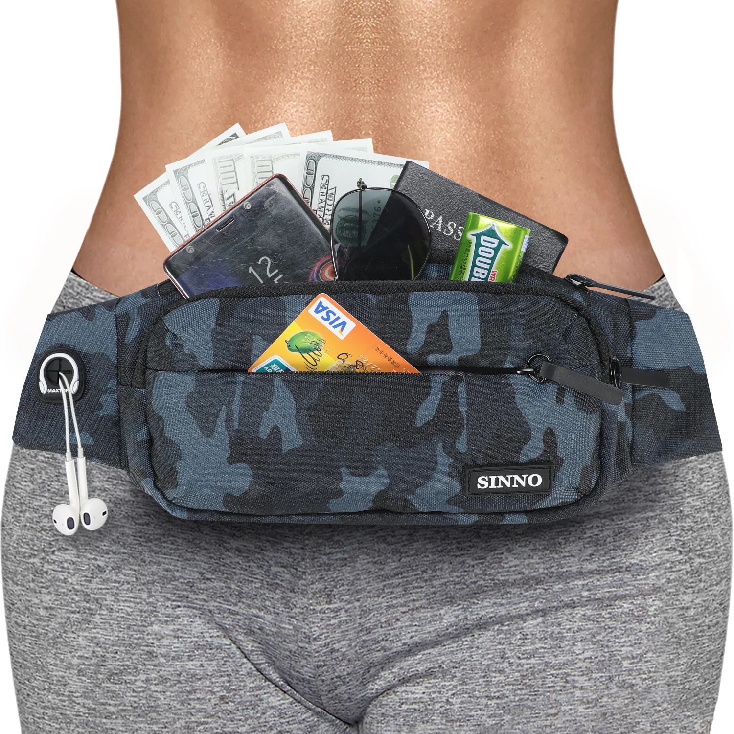 Waist Pack for Men Women Waterproof Camouflage Fanny Pack Adjustable Strap for Travel Sports Running crossbody belt bag riñonera
