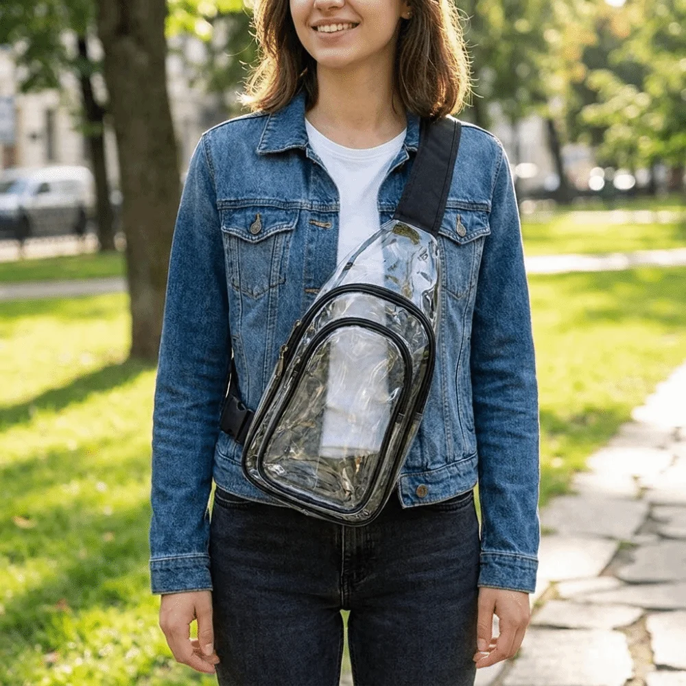 Large Capacity Transparent Crossbody Bag Waterproof Lightweight Clear Chest Bag Multifunctional Sling PVC Shoulder Bag Women