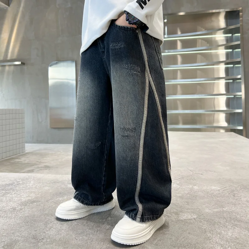 سراويل الأولاد في الربيع والخريف، في منتصف العمر ومتوسطي العمر، جينز للأولاد، وسيم ومتعدد الاستخدامات، سراويل للأولاد، كاجوال