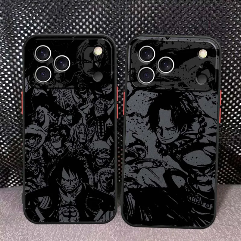 

One Piece Dark D. Luffy Design Phone Case For Apple iPhone 17 16 15 14 13 12 11 Air Pro Max Plus Mini Frosted Translucent