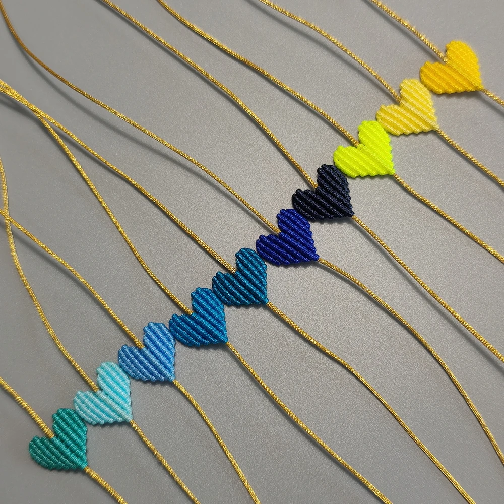Bohemia Heart Shaped Love Lucky Rainbow Braided Bracelet Simple Trendy Ladies Thread Handmade Jewelry Best Gift