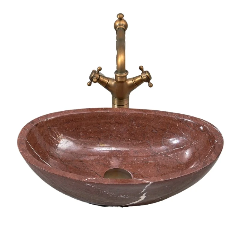 

Wanshan red marble washbasin, washbasin, art basin, ingot shaped basin sanitary ware